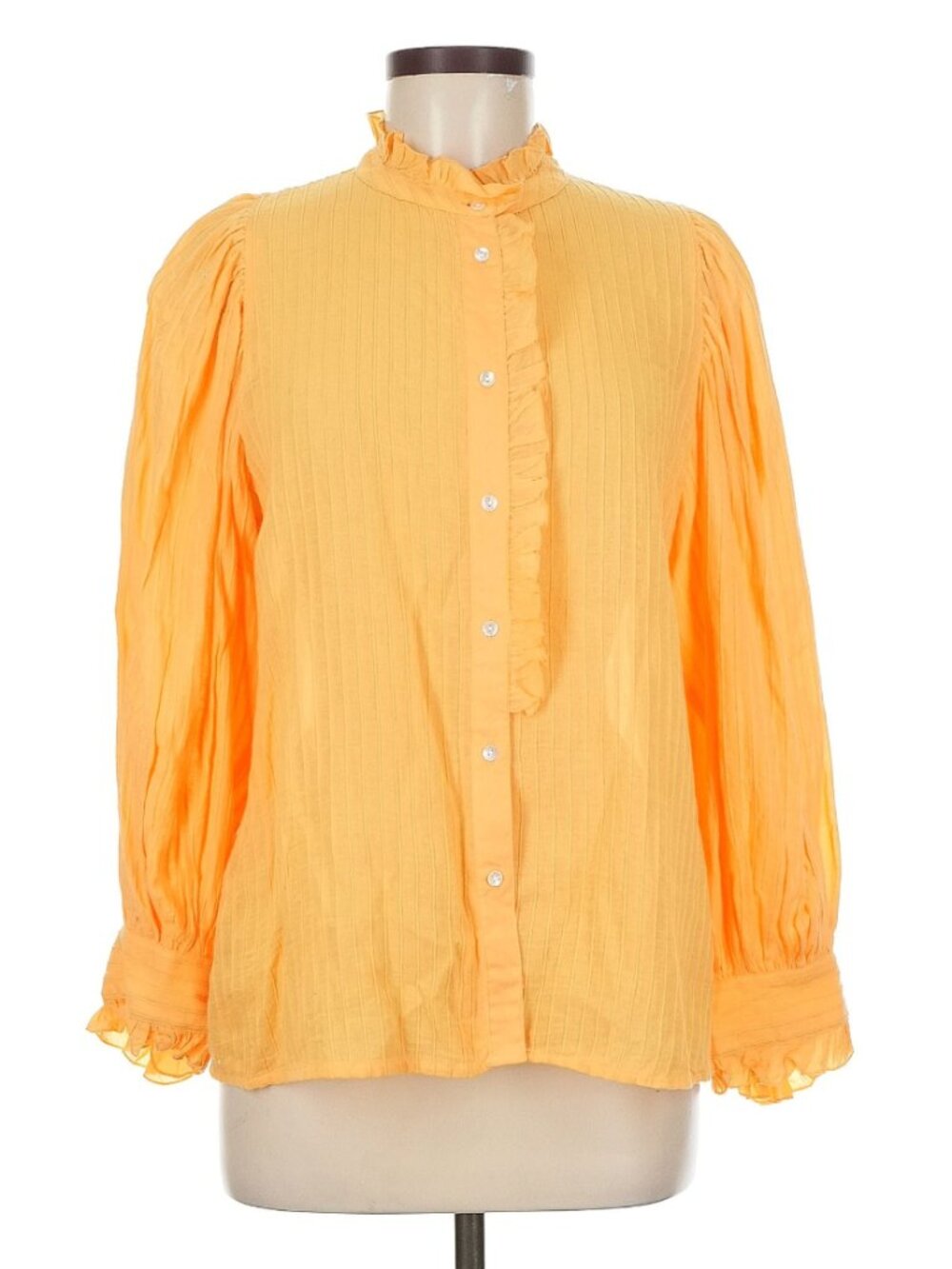 Antik Batik Ruffle Cotton Blouse Bright Mango Orange Size M NWT Anthropologie